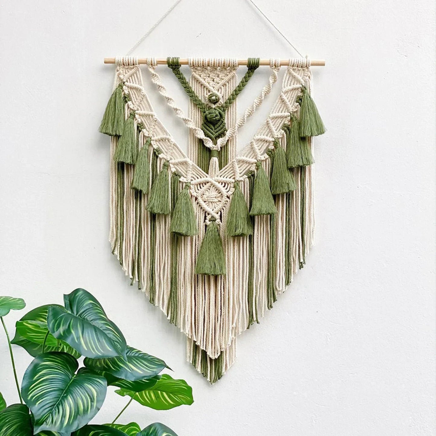 Macrame Wall Hanging - Boho Geometric Tapestry for Apartment & Dorm