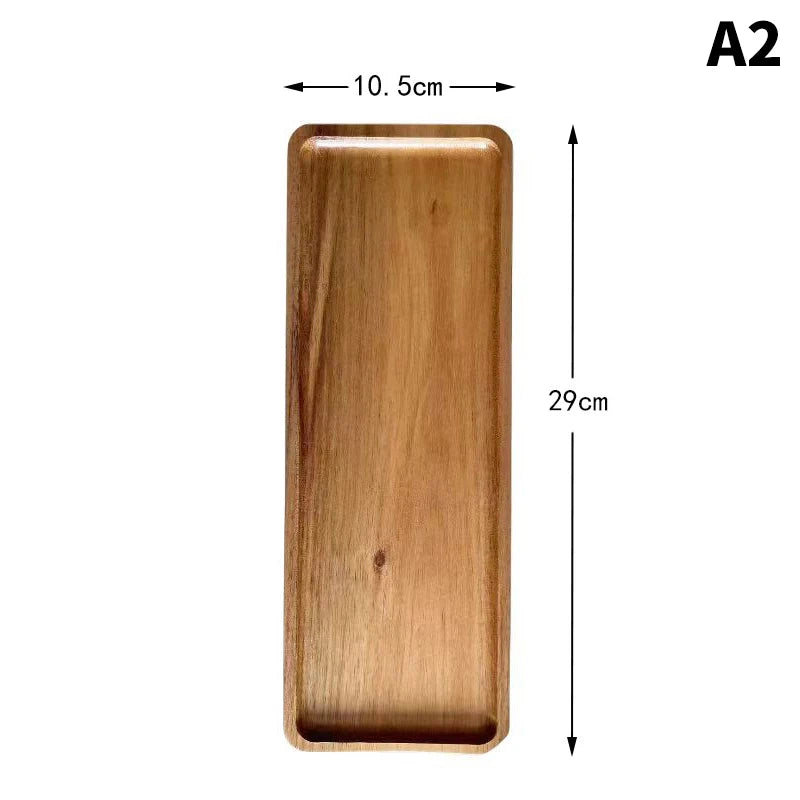 Japanese-Style Wooden Serving Tray - Natural Wood Dessert Plate