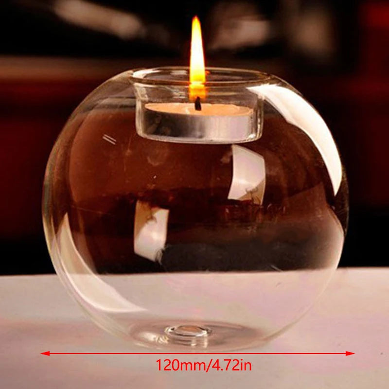 European Glass Candle Holder - Round Transparent Holiday Decor