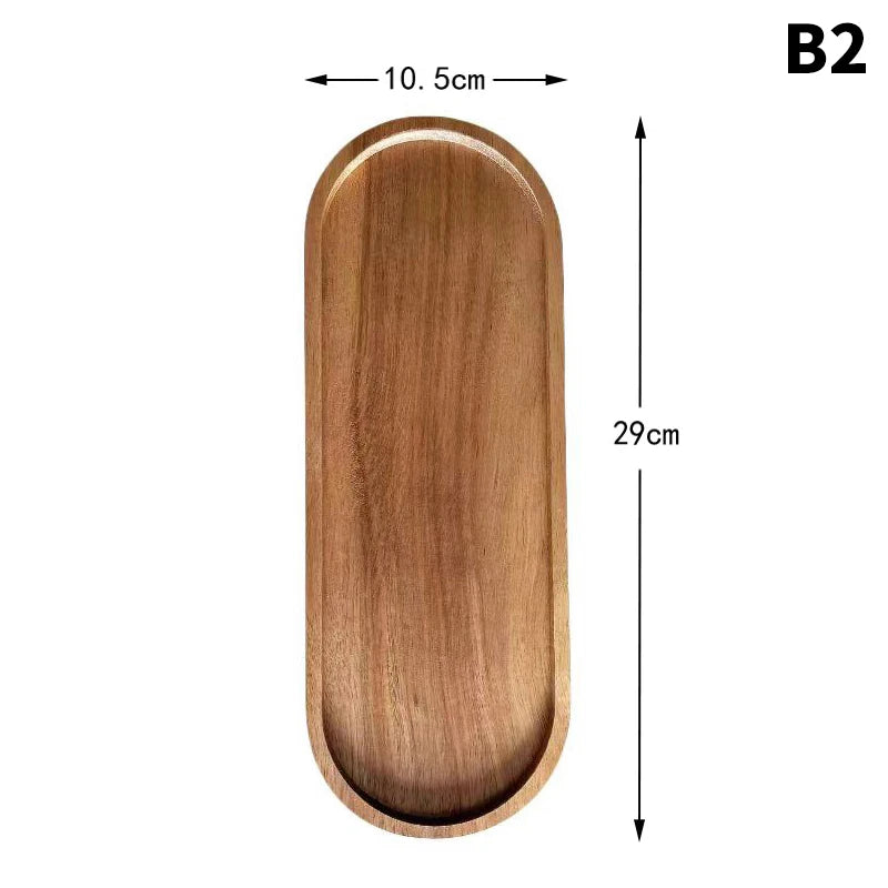 Japanese-Style Wooden Serving Tray - Natural Wood Dessert Plate