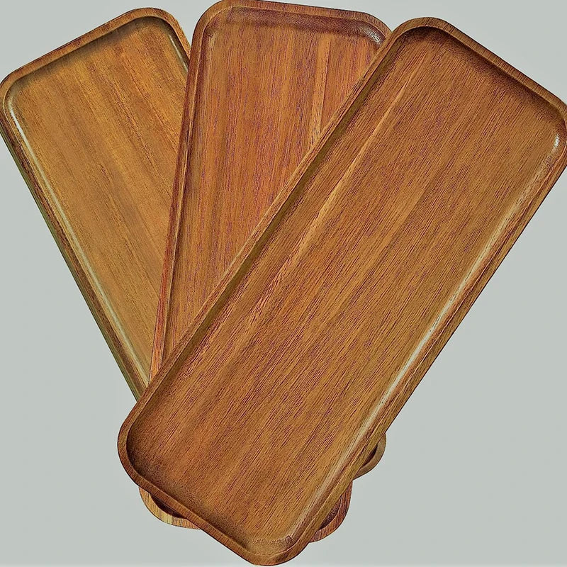 Japanese-Style Wooden Serving Tray - Natural Wood Dessert Plate