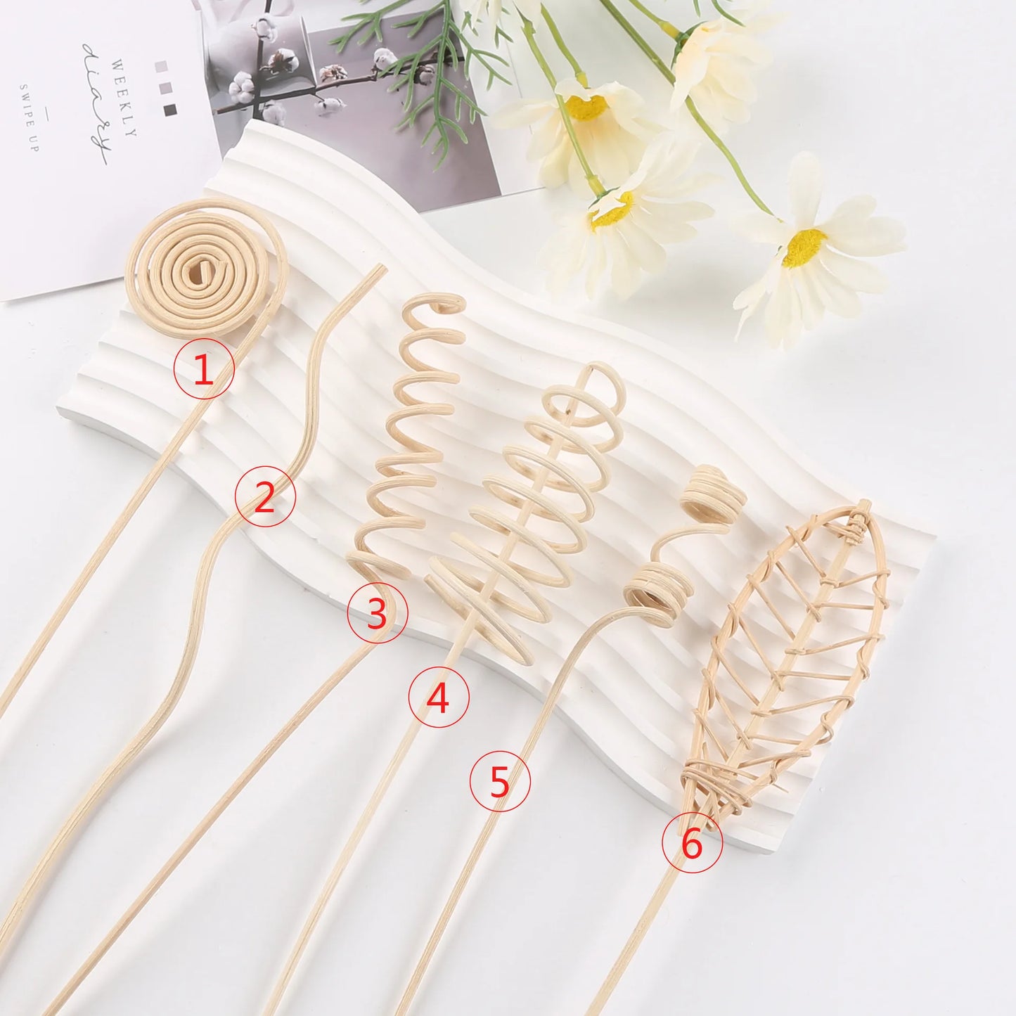 Rattan Reed Diffuser Sticks - 6/9 Piece Artificial Flower Refill Set