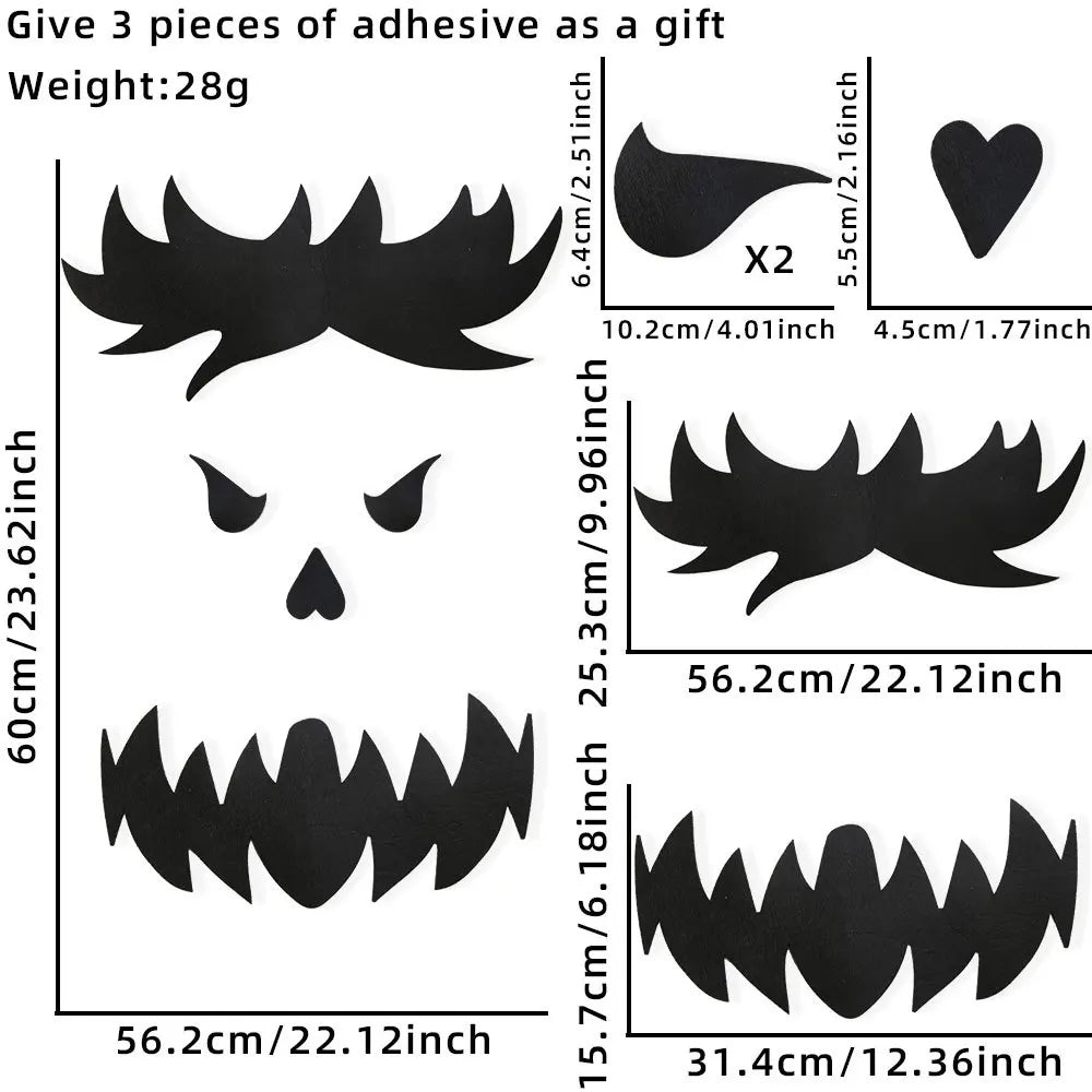 Halloween Window Stickers - Spooky Door & Glass Decals Set