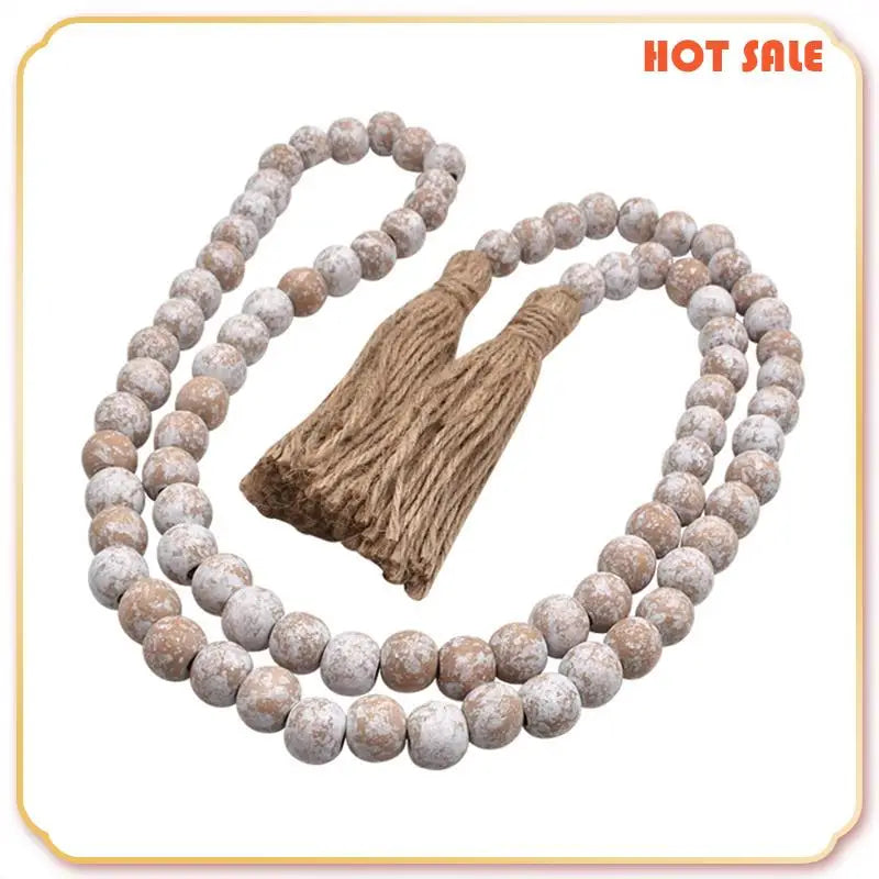 Natural Wood Bead Garland - Farmhouse Tiered Tray Decor