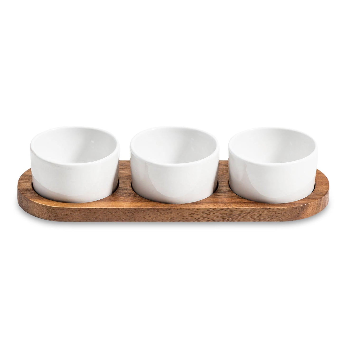 Condiment Serving Set 3 Ceramic Bowls with Lids 13" x 3.75" - HavenlyCo