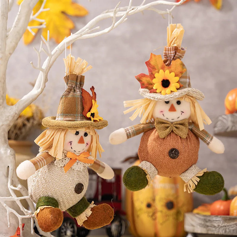 Farmhouse Scarecrow Wall Decor - Plaid & Sunflower Fall Harvest Sign
