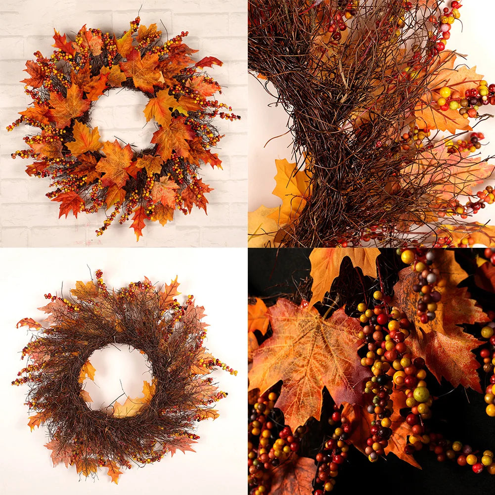 Weather-Resistant Seasonal Wreath - Autumn Christmas Door Decoration