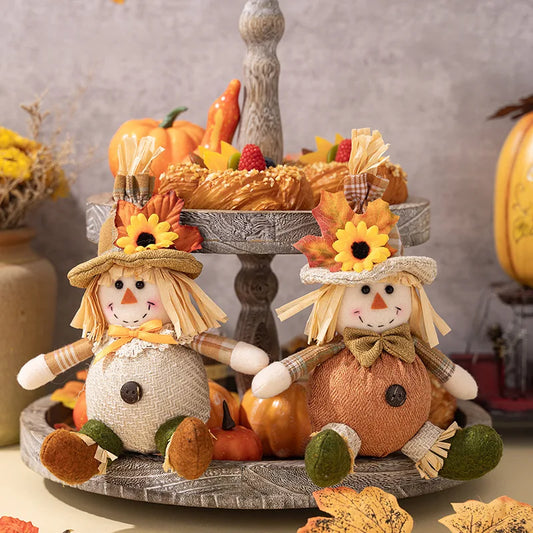 Farmhouse Scarecrow Wall Decor - Plaid & Sunflower Fall Harvest Sign