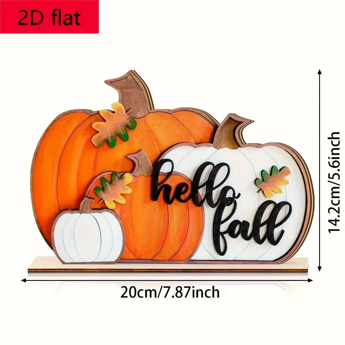 Hello Pumpkin Wooden Sign - Fall Farmhouse Block Decor for Kitchen