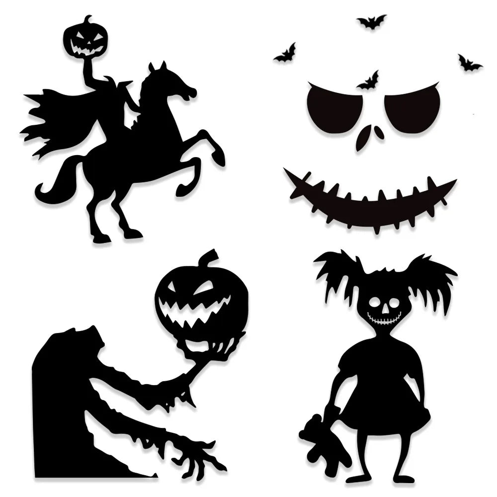 Halloween Window Stickers - Spooky Door & Glass Decals Set