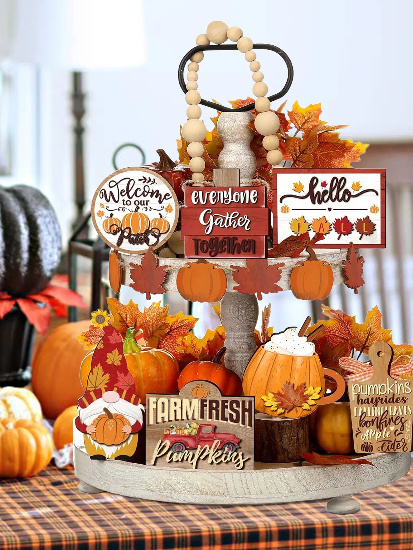 Farmhouse Fall Harvest Tiered Tray Decor Set