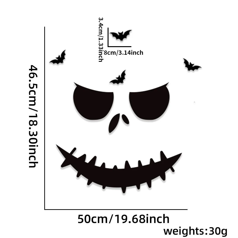 Halloween Window Stickers - Spooky Door & Glass Decals Set