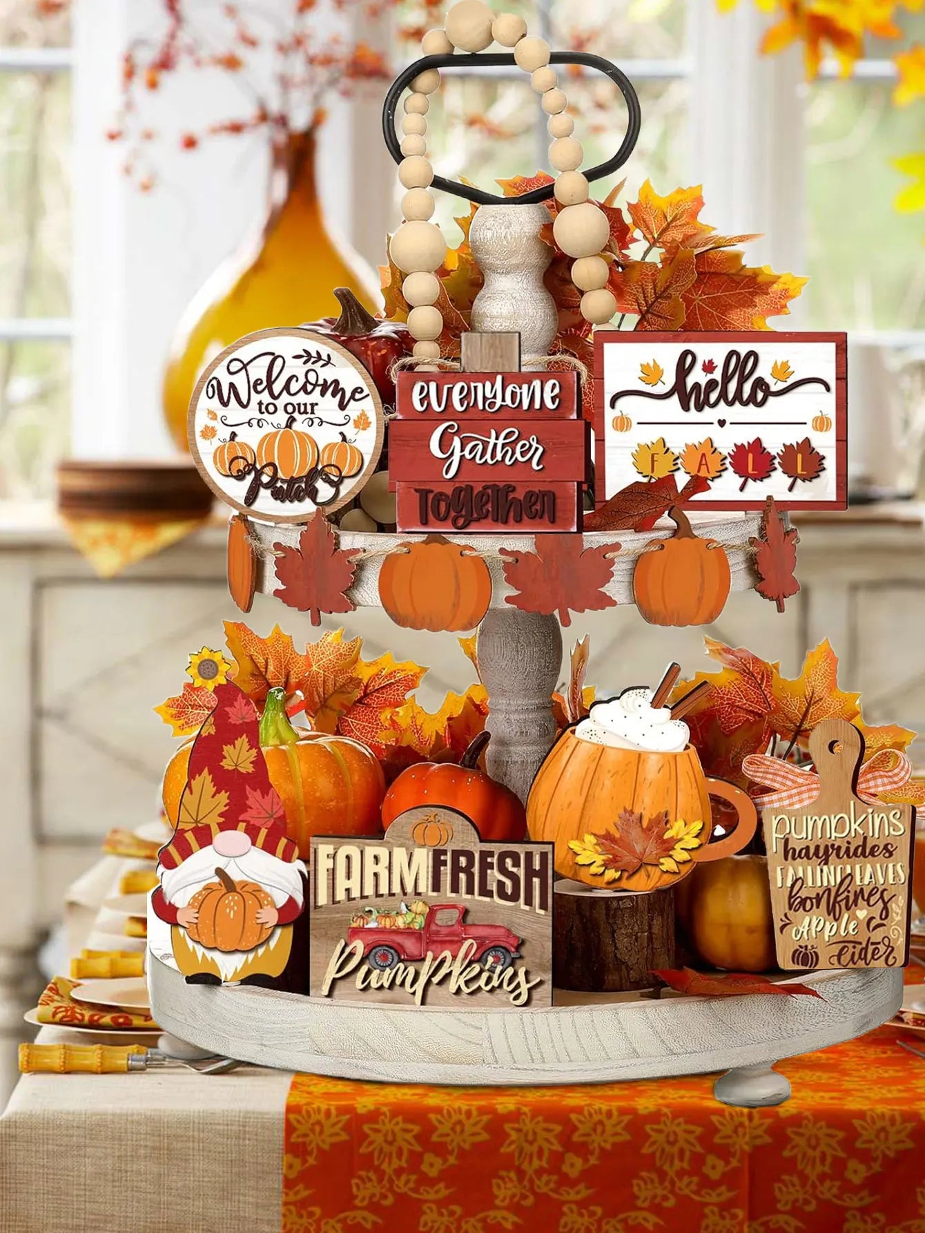Farmhouse Fall Harvest Tiered Tray Decor Set