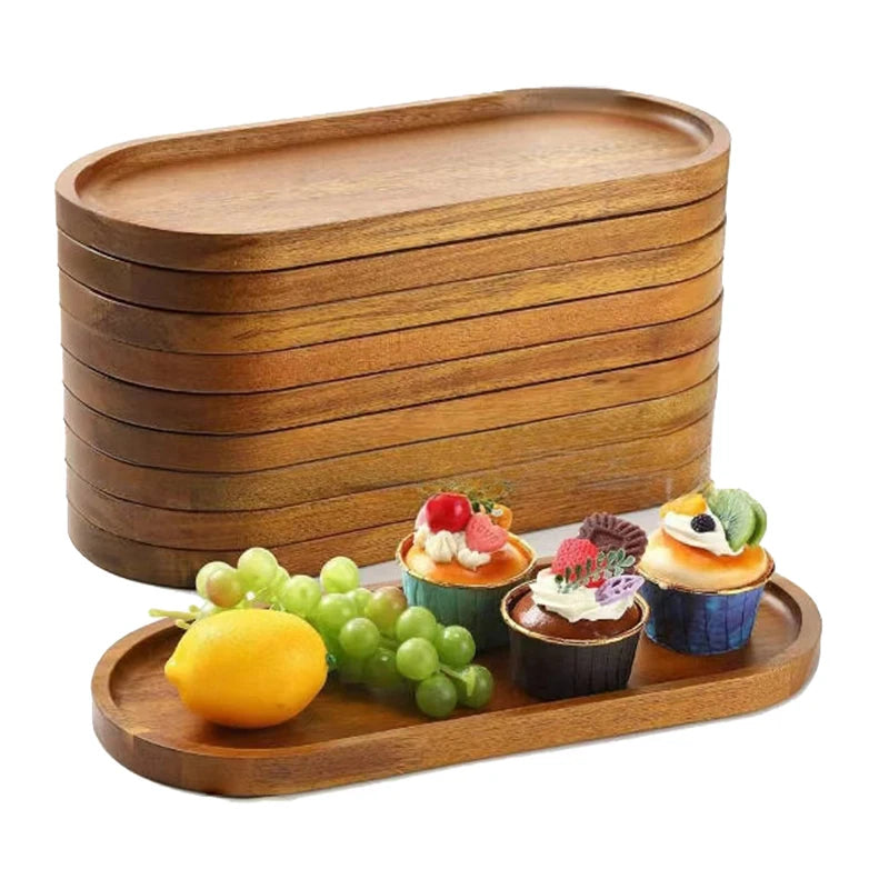 Japanese-Style Wooden Serving Tray - Natural Wood Dessert Plate