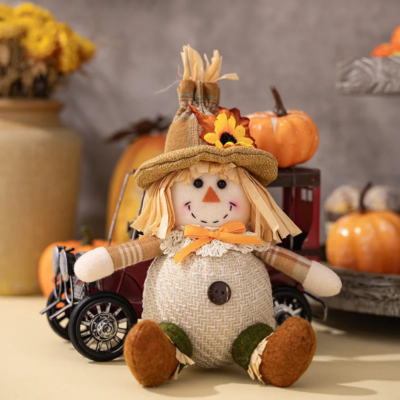 Farmhouse Scarecrow Wall Decor - Plaid & Sunflower Fall Harvest Sign