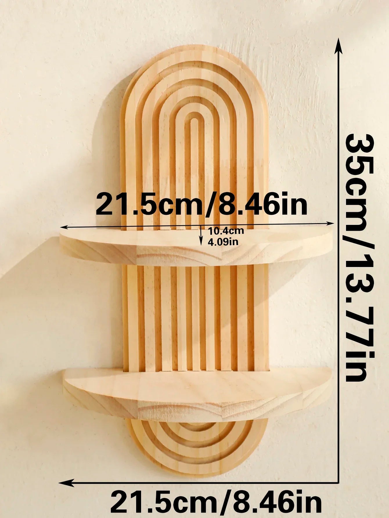 Boho Wooden Wall Shelf - Modern Floating Display Rack