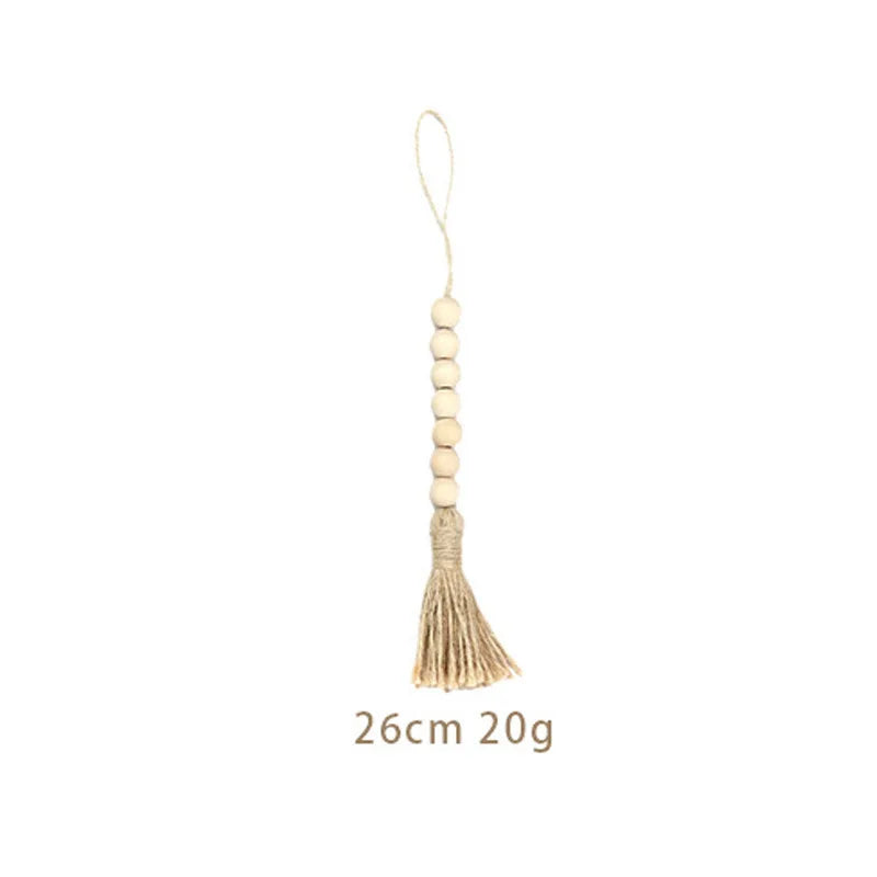 Bohemian Wood Bead Wall Hanging - Macrame Tassel Garland Decor