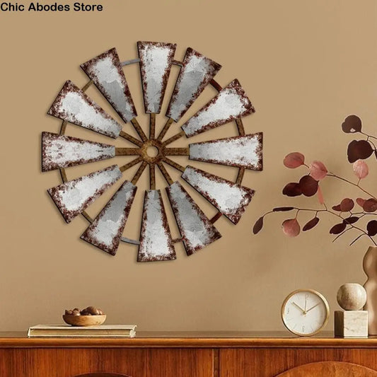 Farmhouse Wood Windmill Wall Art - 3 Piece Country Decor Set