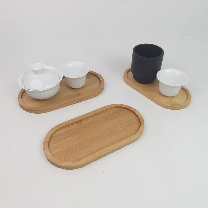 Japanese-Style Wooden Serving Tray - Natural Wood Dessert Plate