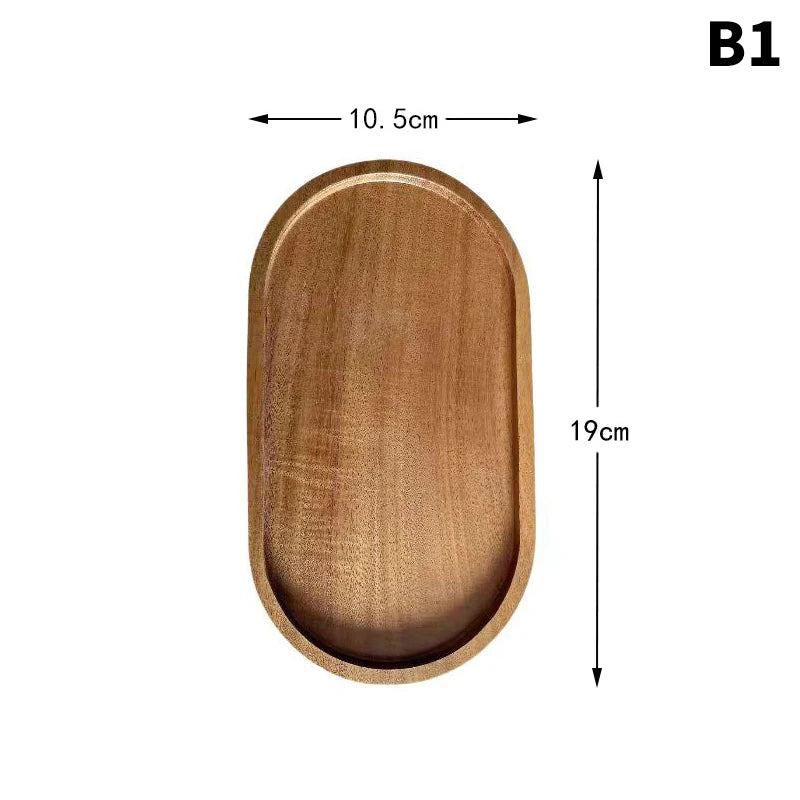 Japanese-Style Wooden Serving Tray - Natural Wood Dessert Plate