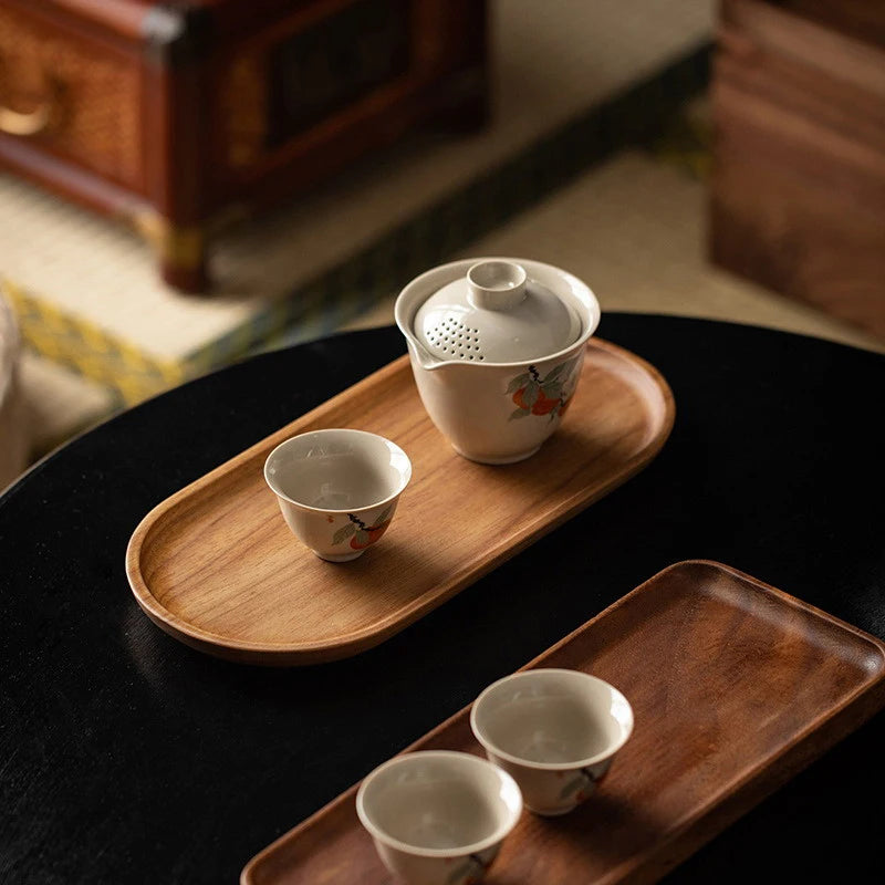 Japanese-Style Wooden Serving Tray - Natural Wood Dessert Plate