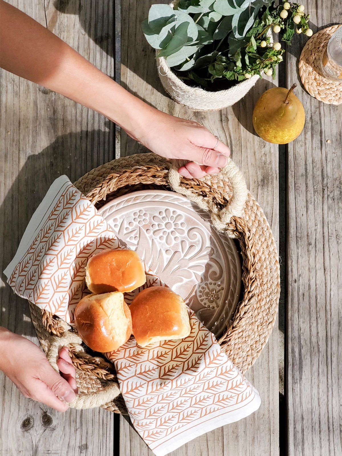 Bread Warmer & Basket Gift Set with Tea Towel - Bird Round - HavenlyCo