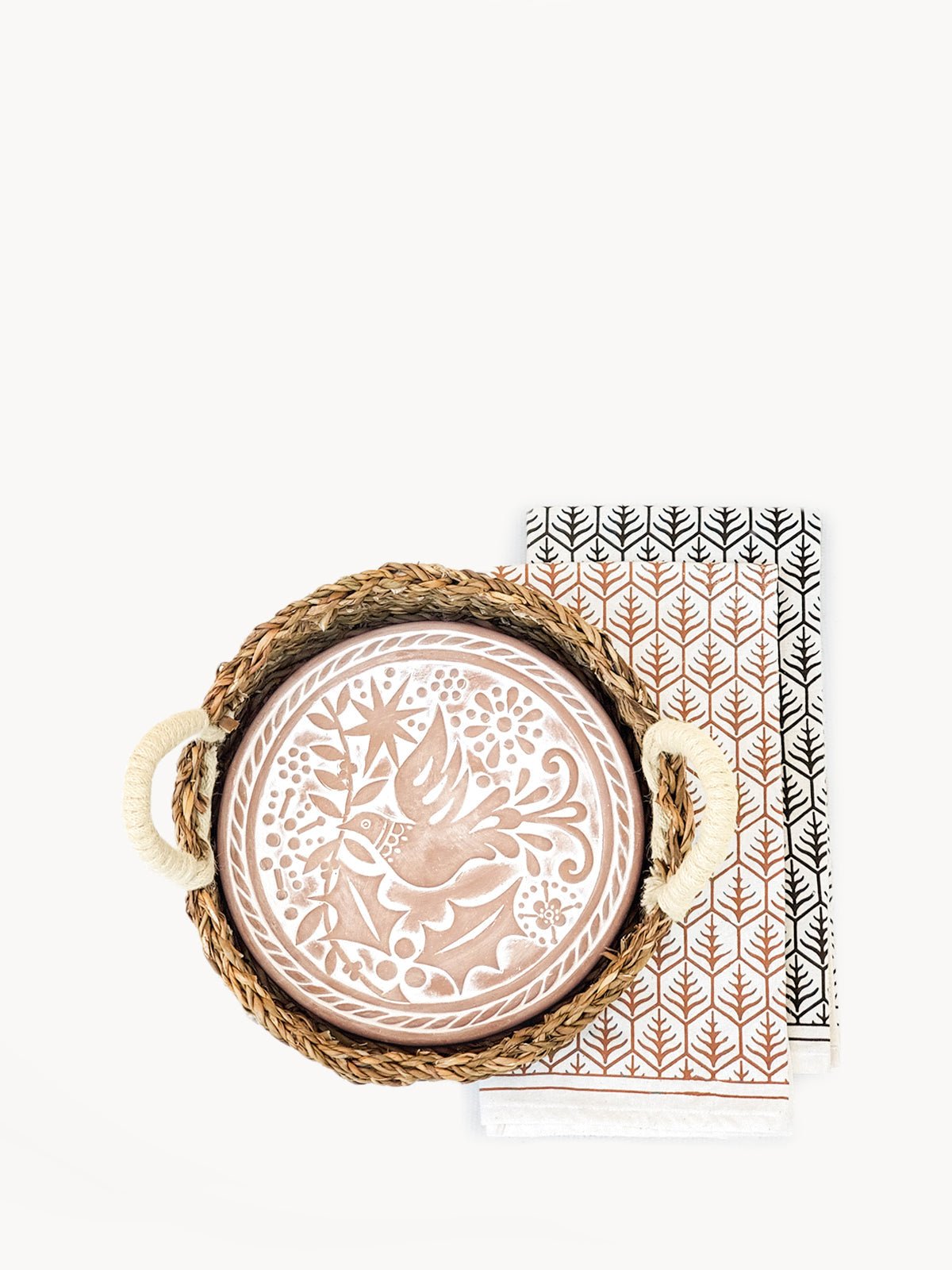 Bread Warmer & Basket Gift Set with Tea Towel - Bird Round - HavenlyCo
