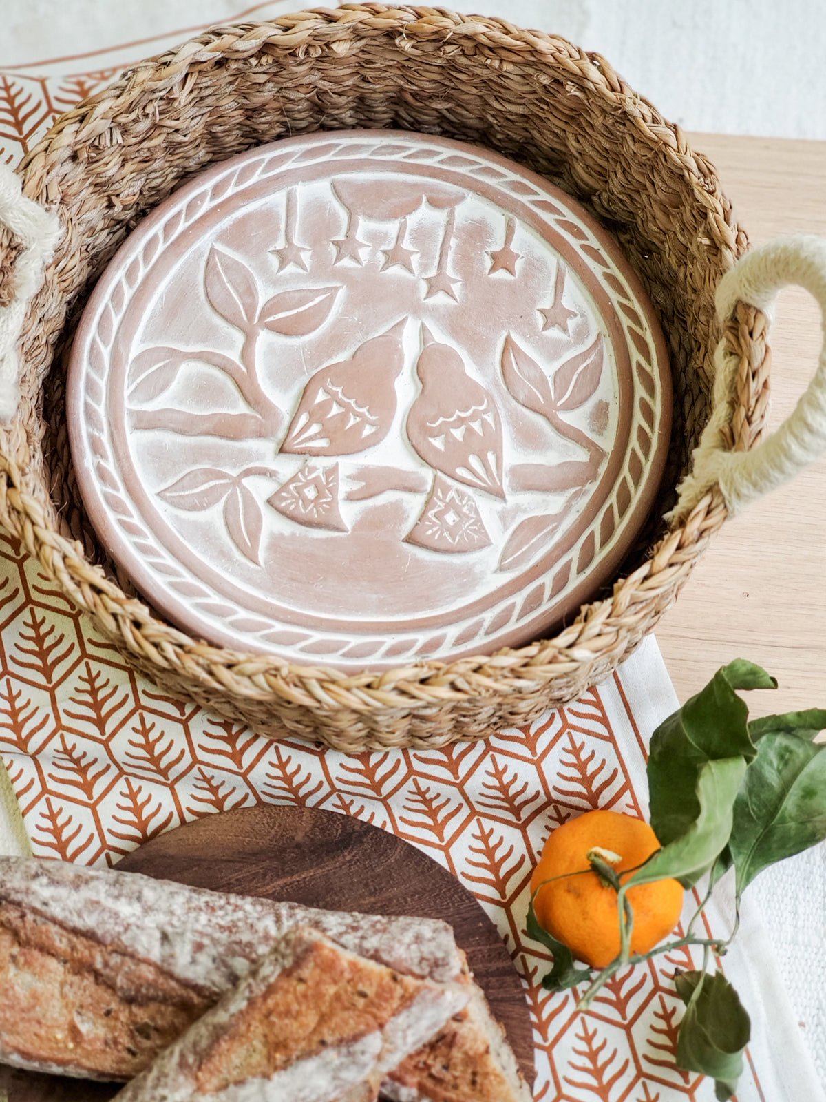 Bread Warmer & Basket - Lovebirds Round - HavenlyCo