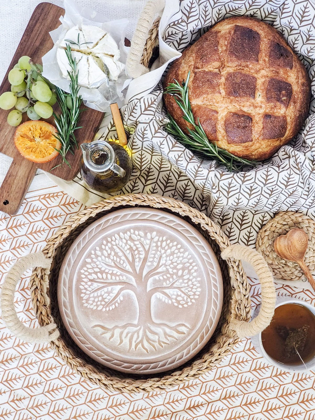 Bread Warmer & Basket - Tree of Life Round - HavenlyCo