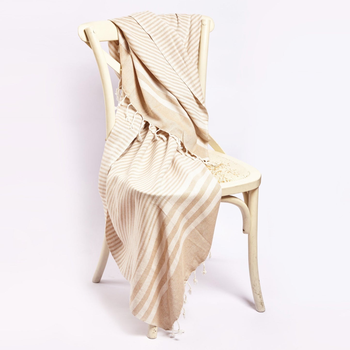 Fethiye Striped Throw Blanket - Beige - HavenlyCo
