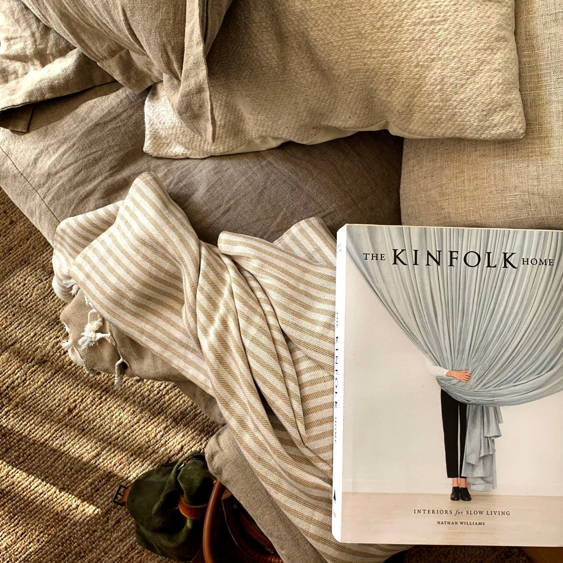 Fethiye Striped Throw Blanket - Beige - HavenlyCo