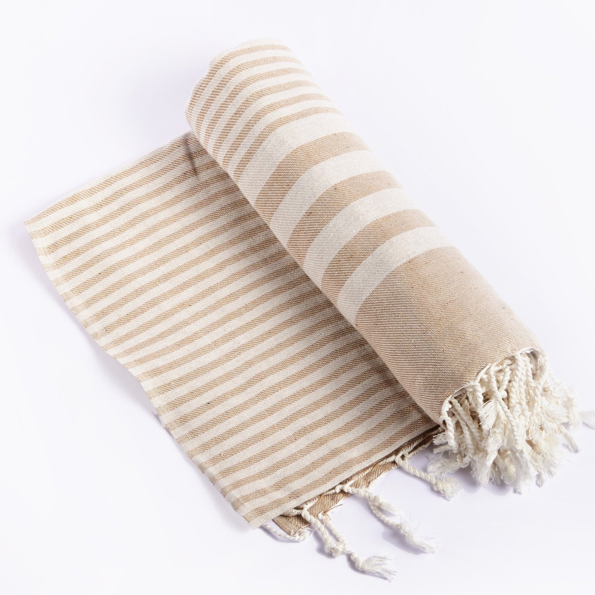 Fethiye Striped Throw Blanket - Beige - HavenlyCo