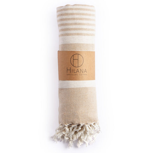 Fethiye Striped Throw Blanket - Beige - HavenlyCo