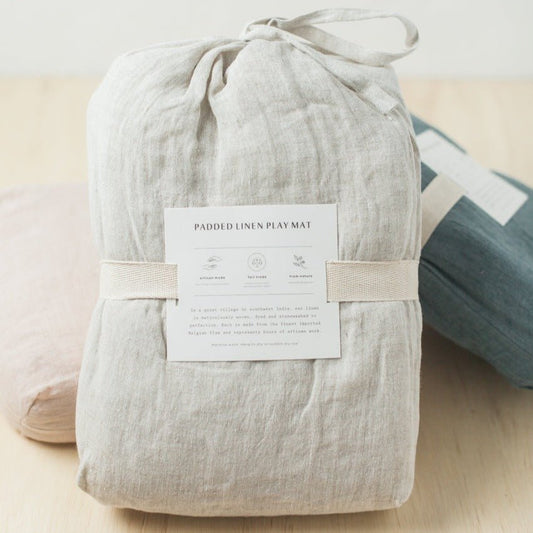 Quilted Play Mat - Natural Chambray - HavenlyCo
