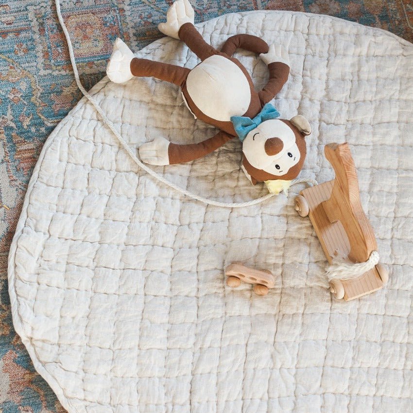 Quilted Play Mat - Natural Chambray - HavenlyCo