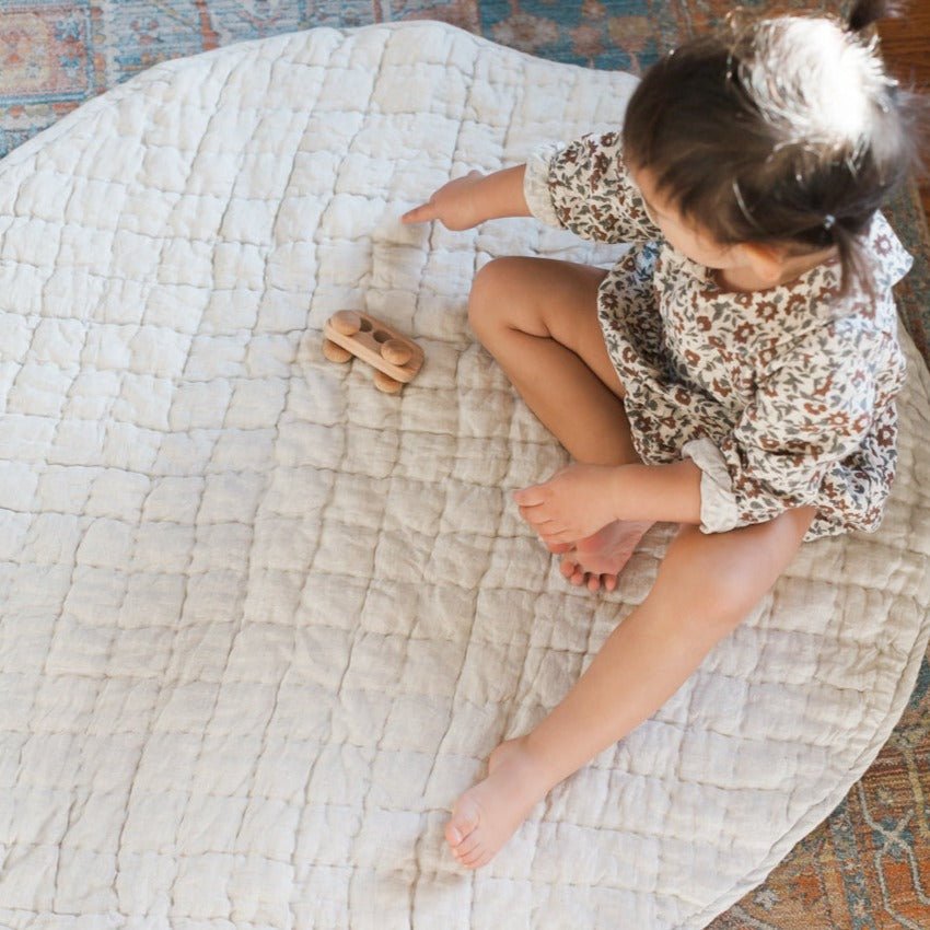 Quilted Play Mat - Natural Chambray - HavenlyCo