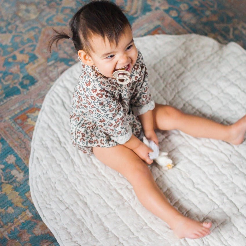 Quilted Play Mat - Natural Chambray - HavenlyCo