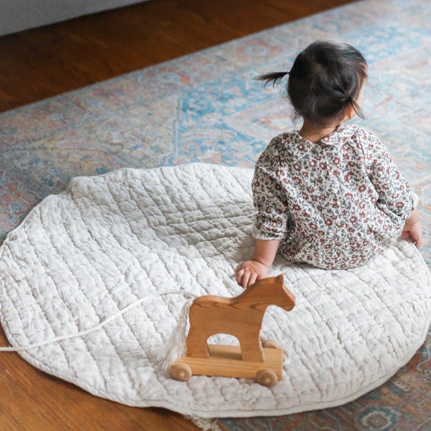 Quilted Play Mat - Natural Chambray - HavenlyCo